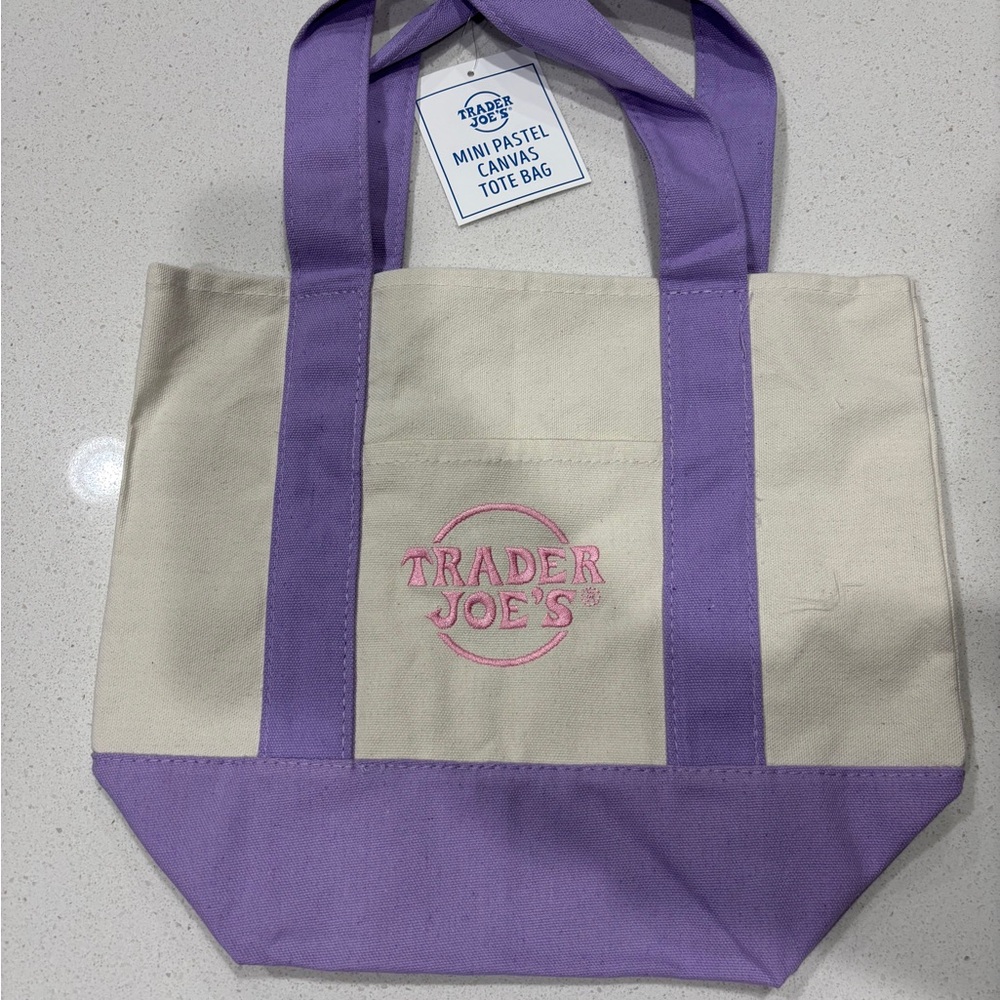 Trader Joe’s Purple & Cream Canvas Tote Bag